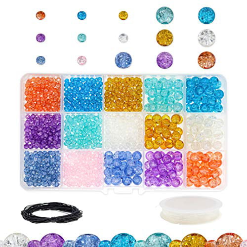100pcs 4mm Multicolor Crack Beads Glass Round Spacer Bead Jewelry Crackle Craft